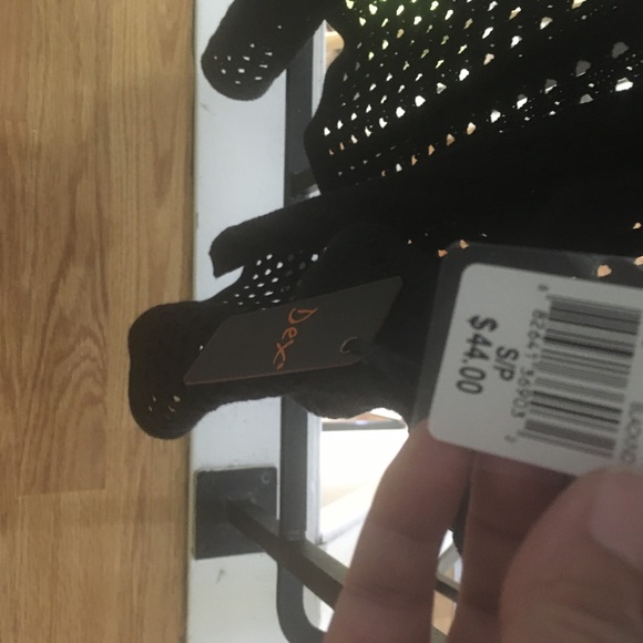 Size small half sleeve eyelet black open front cardigan - Picture 5 of 6